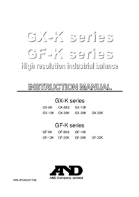 Thumbnail of document Manual - A&D Weighing GF-K Series Precision Balance
